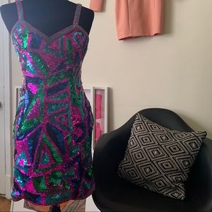 Vintage Sequin Geometric Cocktail Dress